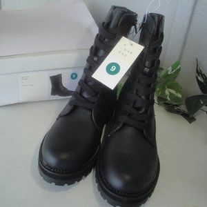 A New Day Black Combat Style Boots Ladies Size 9